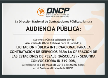 Imagen de la noticia: Audiencia Pública: Licitación Pública Internacional para la “Contratación de Servicios para la Operación de las Estaciones de Pesaje (Básculas)”