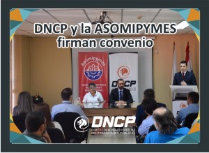 Imagen de la noticia: DNCP y la ASOMIPYMES firman convenio de cooperación interinstitucional.